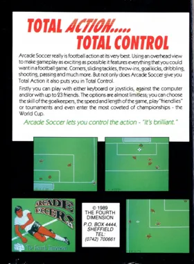 Arcade Soccer (1989)(The Fourth Dimension) box cover back